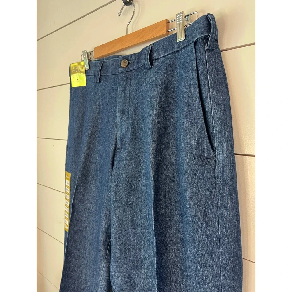 NWT Haggar Premium Stretch Denim Pants Mens 34x32 Classic Fit Blue Jeans